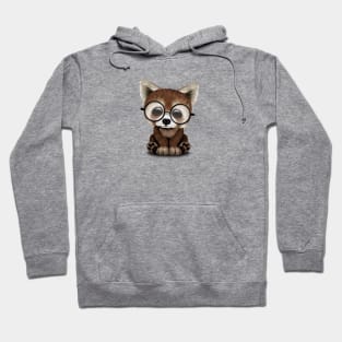 Cute Nerdy Red Panda Wearing Glasses Hoodie